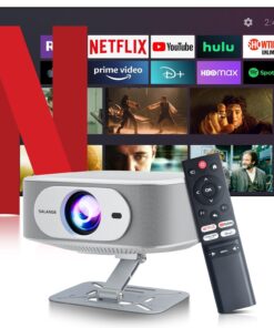 Netflix Licensed Projector with Wifi Bluetooth 4K, Auto Keystone/Electric Focus, Smart Android 13 NTV, 400 ANSI Lumen, 1080P Native Outdoor Movie Projector, Mini Portable, Built-in Apps (2025)