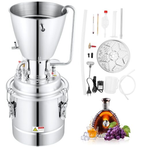 VEVOR Alcohol Still, 18 Gal/70L Alcohol Distiller, Distillery Kit for Alcohol with 304 Stainless Steel Tube & Circulating Pump & Build-in Thermometer & Exhaust Port for DIY Whisky Wine Brandy