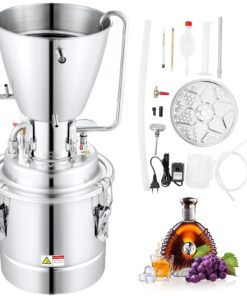 VEVOR Alcohol Still, 13 Gal/50L Alcohol Distiller, Distillery Kit for Alcohol with 304 Stainless Steel Tube & Circulating Pump & Build-in Thermometer & Exhaust Port for DIY Whisky Wine Brandy