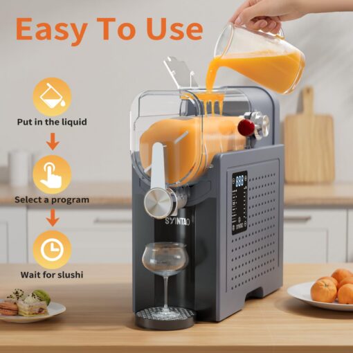 Slushie Machine for Home, Soft Serve Ice Cream Machine, 88oz Slushy Machine with 6 Preset Programs, Frozen Drink Maker for slush, Margaritas, Smoothie, Frappés, Milkshakes, and More, Auto-Cleaning - Image 5