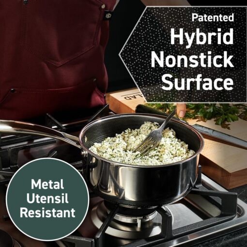 HexClad Hybrid Nonstick 5-Quart Dutch Oven with Stainless Steel Lid, Stay-Cool Handles, Dishwasher-Friendly, Oven-Safe Up to 900°F, Induction-Ready, Compatible with All Cooktops - Image 5