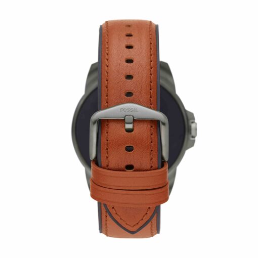Fossil 44mm Gen 5E Stainless Steel and Leather Touchscreen Smart Watch, Color: Smoke, Brown (Model: FTW4055V) - Image 6