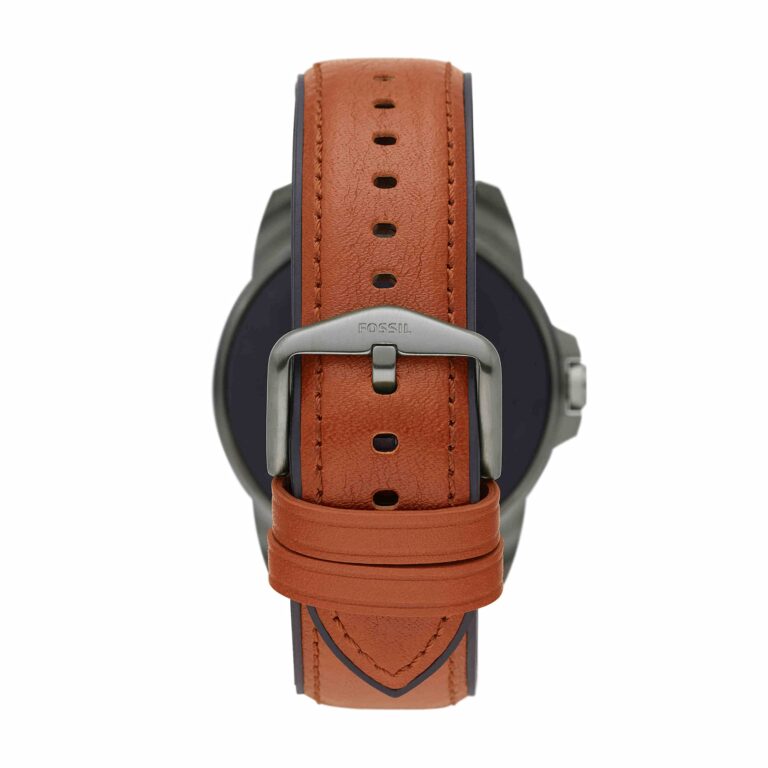 Fossil 44mm Gen 5E Stainless Steel and Leather Touchscreen Smart Watch, Color: Smoke, Brown (Model: FTW4055V) - Image 6