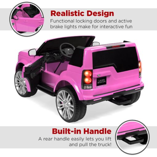 Best Choice Products 12V 3.7 MPH 2-Seater Licensed Land Rover Ride On Car Toy w/Parent Remote Control, MP3 Player - Pink - Image 4