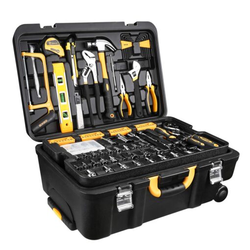 DEKOPRO 258 Piece Tool Kit with Rolling Tool Box Socket Wrench Hand Tool Set Mechanic Case Trolley Portable - Image 4