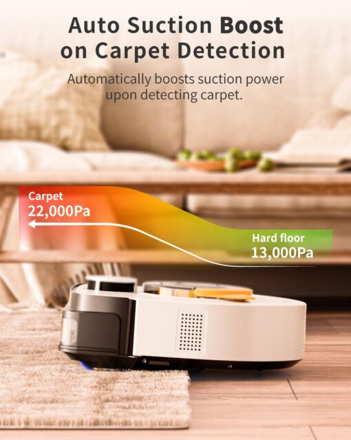 UBPET Robot Vacuum for Pet Hair, Automatic Robot Vacuum Cleaner Self Cleaning Brushroll, Robotic Vacuum Ideal for Carpet, 22,000 Pa Square - Image 2