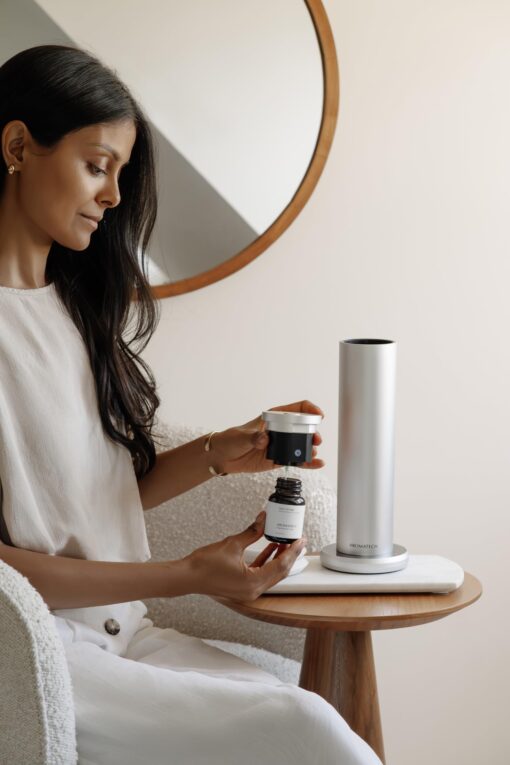 AromaTech New AroMini BT Plus Scent Diffuser w/Bluetooth – Cold-Air Diffusion Scent Machine for Home, Office, Hotel, Spa – Nebulizing Diffusion System for Essential Oil Blends (Gold) - Image 5