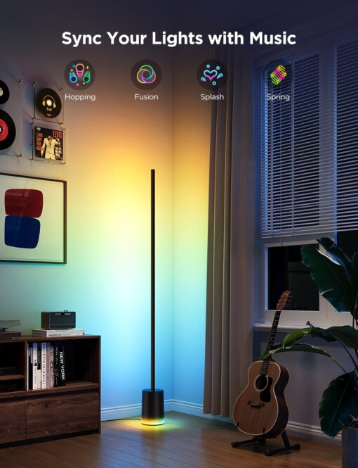 Govee Floor Lamp 2 with Matter, RGBIC, Warm Cool White LED, Alexa Compatible, 1725lm, Music Sync, Scene Modes, Smart Floor Lamp for Living Room, Bedroom, Black(1 Pack) - Image 2