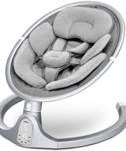 BabyBond Baby Swings for Infants, Bluetooth Infant Swing with 10 Preset Songs, 5 Point Harness Belt, 5 Speeds and Remote Control - Portable Baby Swing for Indoor and Outdoor, Aluminum