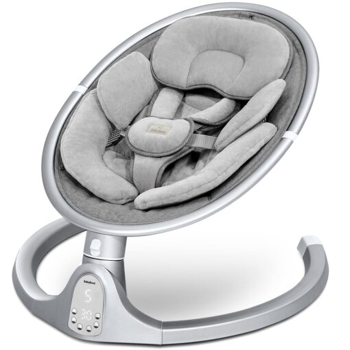 BabyBond Baby Swings for Infants, Bluetooth Infant Swing with 10 Preset Songs, 5 Point Harness Belt, 5 Speeds and Remote Control - Portable Baby Swing for Indoor and Outdoor, Aluminum