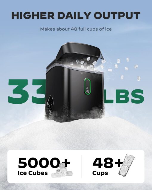 Silonn Nugget Ice Maker Countertop, Pebble Ice Maker with Soft Chewable Ice, One-Click Operation Ice Machine with Self-Cleaning, 34lbs/24H for Home,Kitchen,Office - Image 5