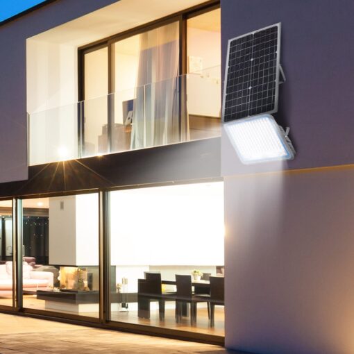 Gebosun 2-Pack 300W LED Solar Flood Light, Remote Controlled, Dusk to Dawn, 30,000Lumen, 6000K, IP67 Waterproof, Wall-Mounted & Pole-Mounted, Perfect for Barn, Warehouse, Backyard and Garden - Image 2