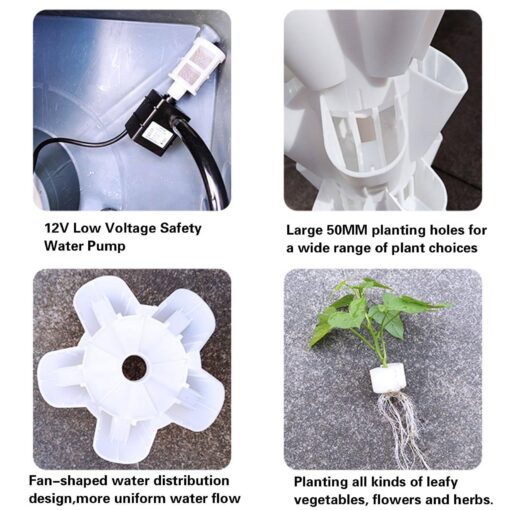 Hydroponics Growing, Hydroponic Germination Kit for Gardening Lover, Indoor Vertical Tower Garden Kit for Herbs,Fruits and Vegetables,Grey-8floors - Image 6
