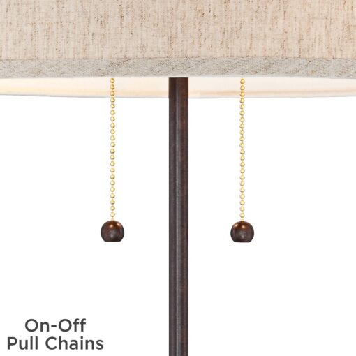 360 Lighting Nikola Modern Accent Table Lamps 23.5" High Set of 2 with Hotel Style USB and AC Power Outlet in Base Bronze Slim Fabric Drum Shade for Living Room Desk Bedroom House Bedside - Image 5
