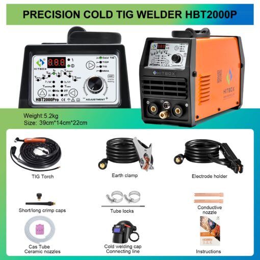HITBOX Cold TIG Welder with Pulse, 110V/220V 200Amp DC Professional Aluminum Welding Machine Featuring Stick/MMA/IGBT, Exquisite All-Round Arc Welder, Offering You Excellent Cost Performance(HBT2000P) - Image 4