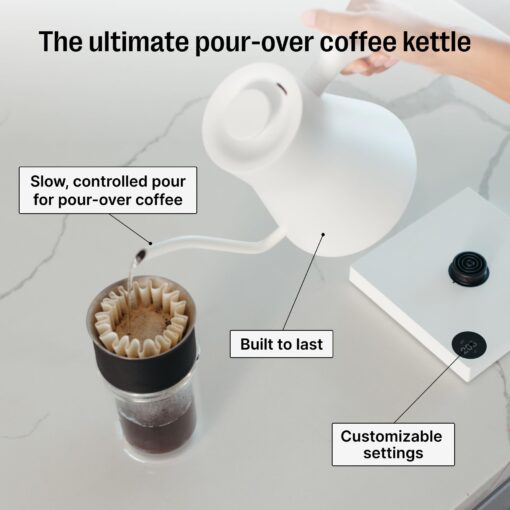Fellow Stagg EKG Pro Electric Gooseneck Kettle - Pour-Over Coffee and Tea, Quick Heating, Precise Temperature Control, Scheduling, Built-in Brew Timer, Matte White, 0.9 Liter - Image 5