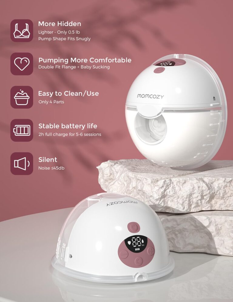 Momcozy Breast Pump Hands Free M5, Wearable Breast Pump of Baby Mouth Double-Sealed Flange with 3 Modes & 9 Levels, Electric Breast Pump Portable - 24mm, 2 Pack Cozy Red - Image 9