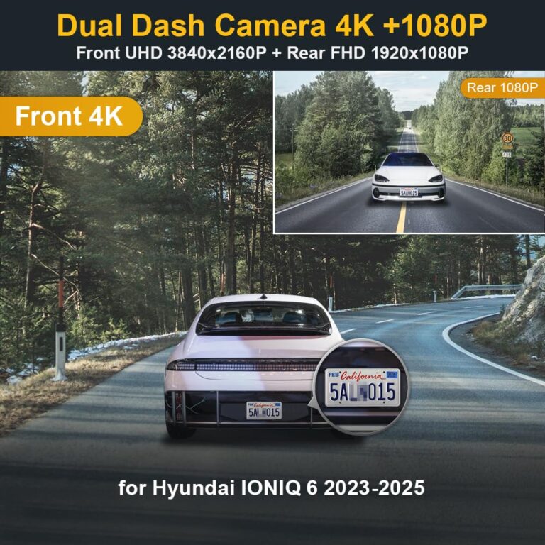 Fitcamx Front 4K+Rear 1080P Dash Cam Adapts for Hyundai IONIQ 6 2023 2024 2025 Limited SEL (Has Auto-Dimming), OEM Style, Dual HD Video, WiFi & APP, Loop Recording, G-Sensor, Easy to Use, 128GB Card - Image 7