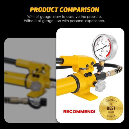 NEWTRY CP-700 Manual Hydraulic Hand Pump w/Oil Gauge Single Acting 9947psi for Separate Type Hydraulic Tool… - Image 6