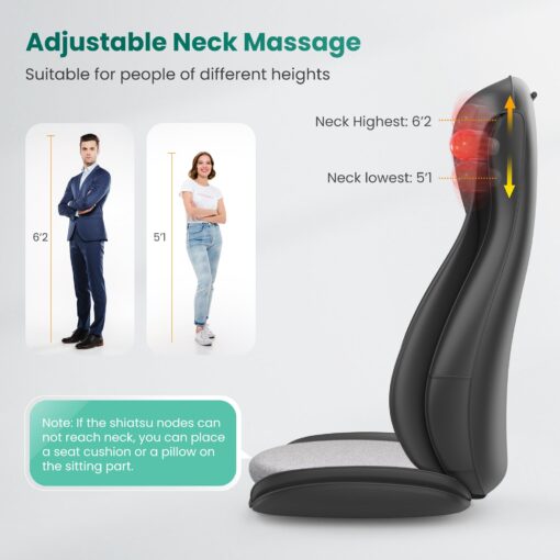 Snailax Shiatsu Neck Back Massager with Heat, Massage Chair Pad with Compression, Full Body Chair Seat Massager for Neck, Back and Shoulders, Gifts for Men, Women - Image 5