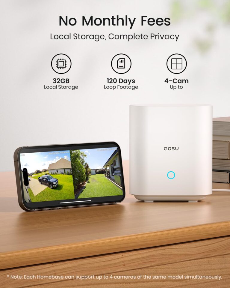 AOSU 3K/5MP Solar Security Cameras Wireless Outdoor, Ultra-Wide-Angle, Cam-to-Cam Track & Sync, Home Security System with Color Night Vision, Spotlight Smart Alarm, No Subscription, 2.4G & 5G WiFi - Image 6