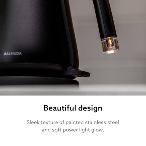 BALMUDA The Kettle | Electric Gooseneck Kettle | Lightweight | Stainless Steel | 0.6L (20fl oz) Capacity | Neon Light Indicator | Perfect for Tea and Coffee | US Version | Black - Image 4