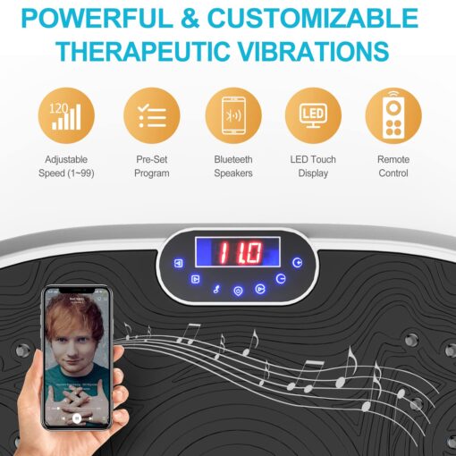 AXV Vibration Plate Exercise Machine Whole Body Workout Music Vibrate Fitness Platform Lymphatic Drainage Machine for Weight Loss Shaping Toning Wellness Home Gyms Workout - Image 5