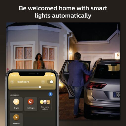 Philips Hue Lucca Outdoor Smart Wall Light, Black - E26 White and Color Ambiance LED Color-Changing Bulbs - 2 Pack - Requires Hue Bridge - Control with Hue App and Voice - Weatherproof - Image 2