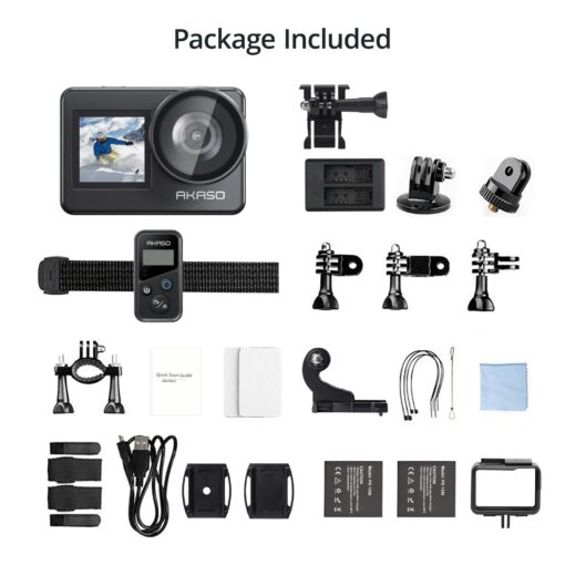 AKASO Brave 7 4K30FPS 20MP WiFi Action Camera with Touch Screen IPX8 33FT Waterproof Camera EIS 2.0 Zoom Support External Mic Voice Control with 2X 1350mAh Batteries Vlog Camera - Image 2