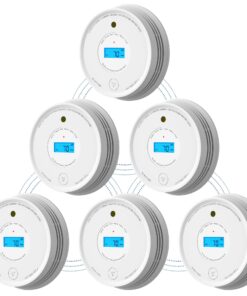 AEGISLINK Smoke Carbon Monoxide Detector, Interlinked Combination Smoke CO Alarm, Battery Powered, Wireless Interconnected, Digital Display, SC-RF220, 6-Pack