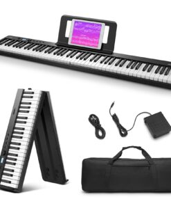 Eastar EP-10 Beginner Foldable Digital Piano 88 Key Full Size Semi Weighted Keyboard, Bluetooth Portable Electric Piano with Piano Bag