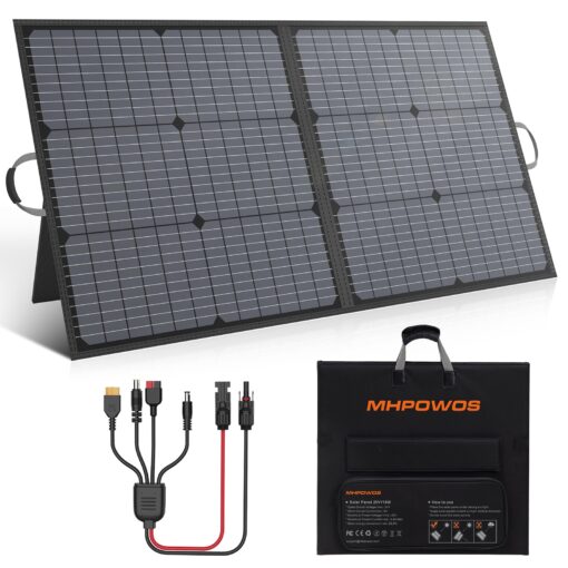MHPOWOS Solar Charger 110W Portable Solar Panel, IP67 Waterproof Foldable Solar Panel kit with 20V Output, 23.5% Efficiency Module for Outdoor Camping, Portable Power Station, Laptops, Motorhome, RV