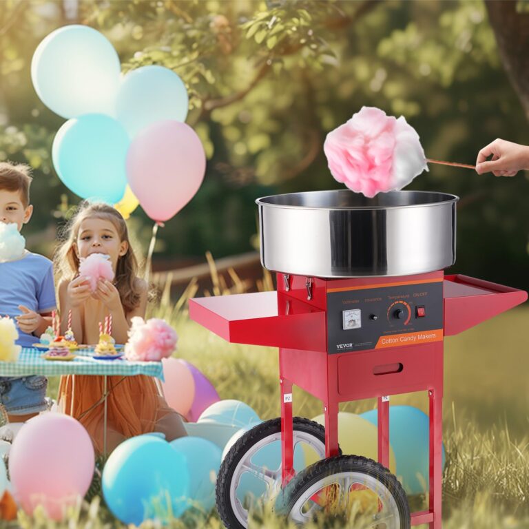 VEVOR Electric Cotton Candy Machine with Cart, 1000W Commercial Candy Floss Maker with Stainless Steel Bowl, Sugar Scoop and Drawer, Perfect for Home, Kids Birthday, Family Party, Red - Image 3
