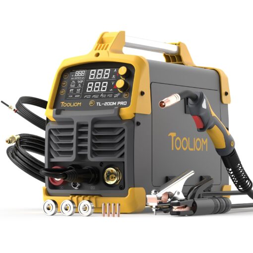 TOOLIOM 200A MIG Welder 5 in 1 MIG/Flux MIG/Lift TIG/Stick/Spool Gun 110/220V Dual Voltage Aluminum Welding Machine Multifunctional Welder