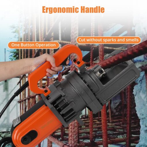 Electric Hydraulic Rebar Cutter Tool, 900W Cutting up to 5/8 Inch #5 4-16mm Rebar Steel,110V, with Blades & Easy Carry Stainless Box (900W RC-16) - Image 4