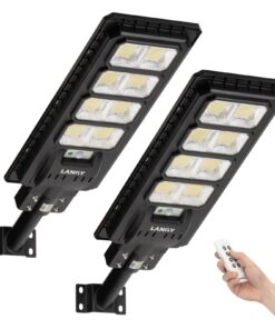 2PACK Solar Street Lights Outdoor Lamp 20000 lumens with Remote Control,Dusk to Dawn Motion Sensor,IP65 Waterproof Solar Powered Outdoor Lamp for Parking Lots,Yard,Barn Basketball Court