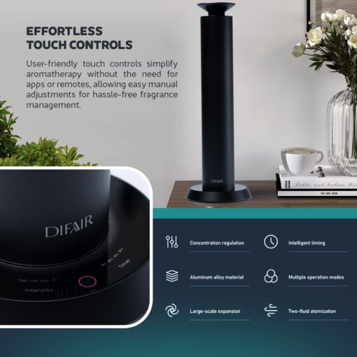 Difair Waterless Essential Oil Diffuser - Wireless Aromatherapy Diffuser Oil Machine - Fragrance Scent Diffusers for Home - Cold Air Diffuser for Office - Aroma Diffuser for Home, Hotel, Spa - Image 2
