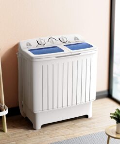 Giantex GT24267-PE 20lbs Spinner Combo, 12lbs 8lbs Spinning, Compact Twin Tub Mini Washer for Apartment RV Dorms, Blue & White Portable Washing Machine