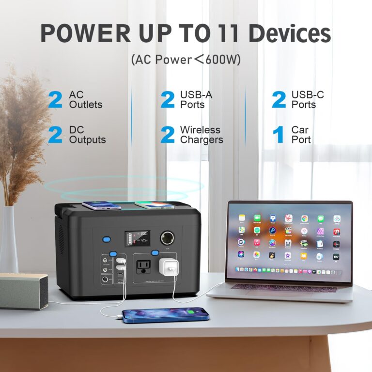 Portable Power Station 600W, Powkey 296Wh Battery Backup with 2 Pure Sine Wave AC Outlets, USB-C PD100W and 2 Wireless Chargers, Solar Generator (Solar Panel Optional) for Outdoor Camping/RVs/Home Use - Image 9