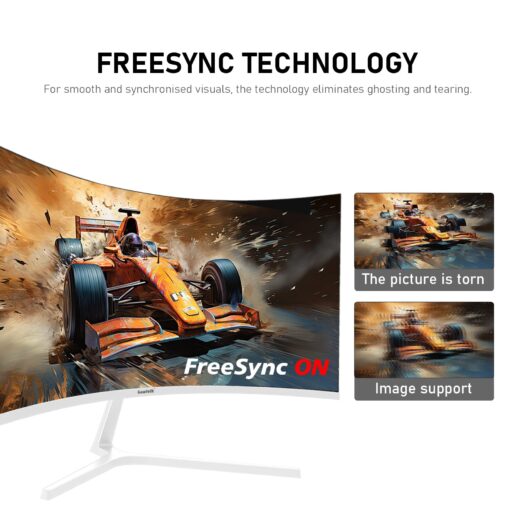Gawfolk 27 Inch PC Computer Screen,1800R Curved Gaming 280Hz Monitors, FHD 1080p 1ms, Freesync, 98% sRGB,178 ° Angle View HDMI2.0、DisplayPort, Compatible with Wall-Mounted 100 * 100MM-White - Image 6