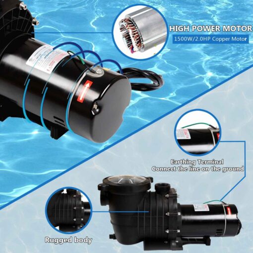 TOPWAY 2HP 110v Swimming Pool Pump 111GPM Filter Garden lnground and Above Ground Pools Water Pump - Image 5
