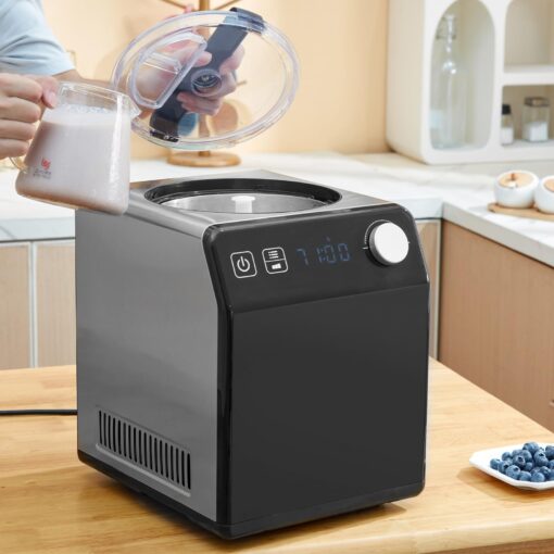 VEVOR Upright Automatic Ice Cream Maker with Built-in Compressor, 2 Quart No Pre-freezing Fruit Yogurt Machine, Stainless Steel Electric Sorbet Maker, 4 Modes Gelato Maker with Digital Display & Timer - Image 3