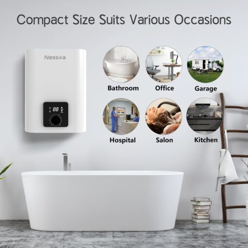 2.65 Gallon Electric Mini Tank Water Heater, 110V 1500W Instant Hot Water Heater, Compact Electric Storage Water Heater, Point of Use On Demand Under Sink Water Heater for Home Kichen Bathroom - Image 4