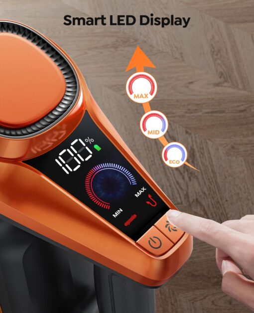 Fieety Cordless Vacuum Cleaner, 550W/45Kpa Vacuum Cleaners for Home with LED Screen, Max 60 Mins Runtime, Noise Reduction Tech, Anti-Tangle Stick Vacuum for Pet Hair Carpet and Hardfloor - Image 6