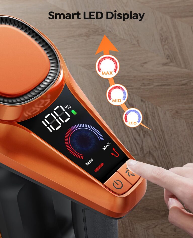 Fieety Cordless Vacuum Cleaner, 550W/45Kpa Vacuum Cleaners for Home with LED Screen, Max 60 Mins Runtime, Noise Reduction Tech, Anti-Tangle Stick Vacuum for Pet Hair Carpet and Hardfloor - Image 6