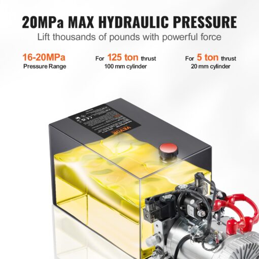 Vevor Hydraulic Power Unit 10 Quart Hydraulic Pump Double Acting Power Unit Dump Trailer for Dump Trailer Car Lifting 3200 PSI (Steel, 10 Quart/Double Acting): Industrial & Scientific - Image 6