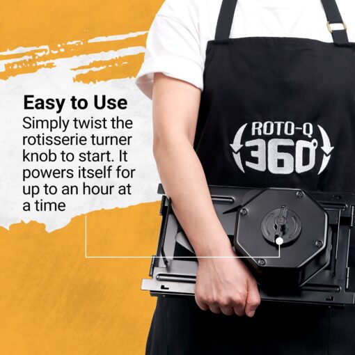 ROTO-Q 360 Family Bundle Rotisserie Kit - Non-Electric Wind-Up Spit Roaster with Rotisserie Basket, Flat Cage, Skewer Set, and Cooking Mat for Grills, Ovens, and Smokers - Indoor & Outdoor BBQ Use - Image 2