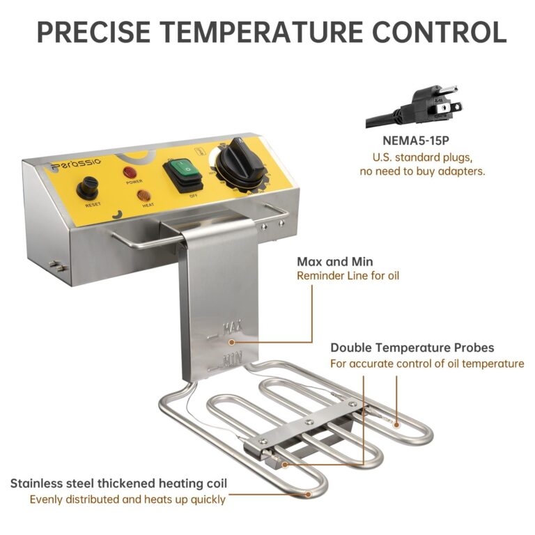 Perossia Large Deep Fryer with Basket and Lid 10L(10.6Qt), 304SS Electric Deep Fryer for Home and Commercial, Countertop Deep Fryers, 1750W Fast Heating, 120V - Image 5