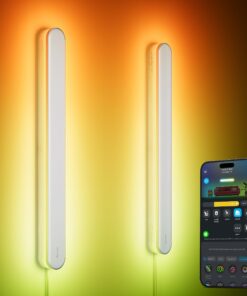 Govee Wall Sconces Set of Two, RGBIC LED Wall Lights, Works with Matter & Alexa, Music Sync, Plug in Wall Mount Light, Dimmable Modern Room Light for Living Room Bedroom Hallway, 2 Pack