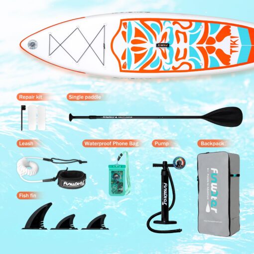 FunWater Inflatable 10'6×33"×6" Ultra-Light (17.6lbs) SUP for All Skill Levels Everything Included with Stand Up Paddle Board, Adj Floating Paddles, Pump, ISUP Travel Backpack, Leash,Waterproof Bag - Image 5